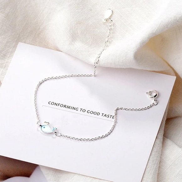 NEW 925 Sterling Silver Blue Whale Bracelet - Picture 3 of 7